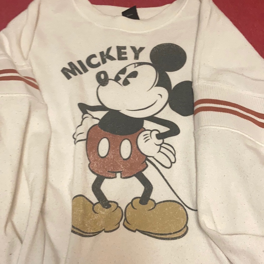 Shorter Mickey sweatshirt in off-white